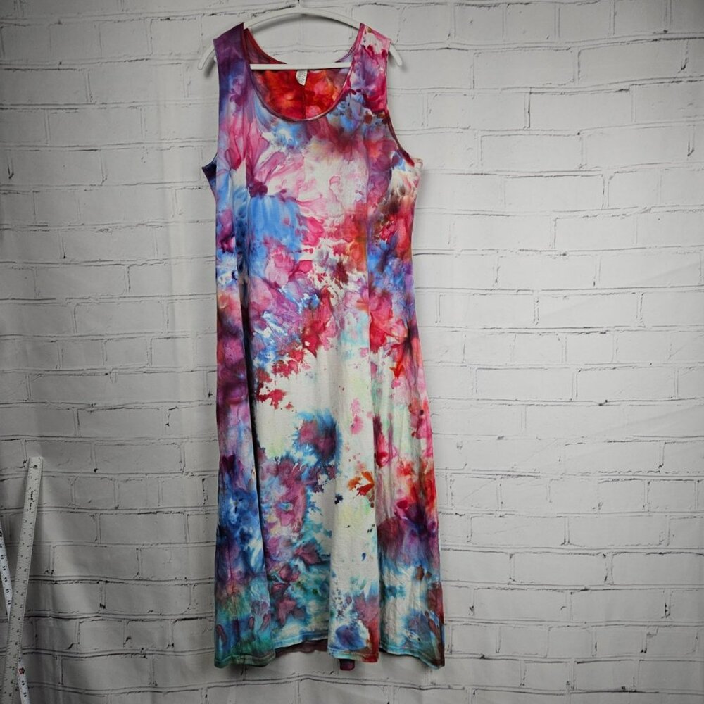 Dharma Trading Co. Womens 3X Tie Dye Sleeveless Cotton Dress USA Made Hippie 70s
